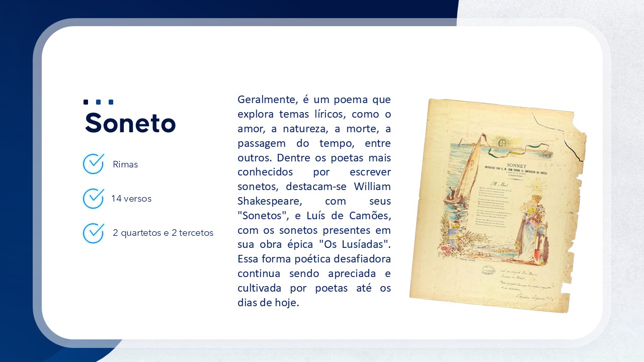 Slide de Redação sobre gêneros literários: o soneto