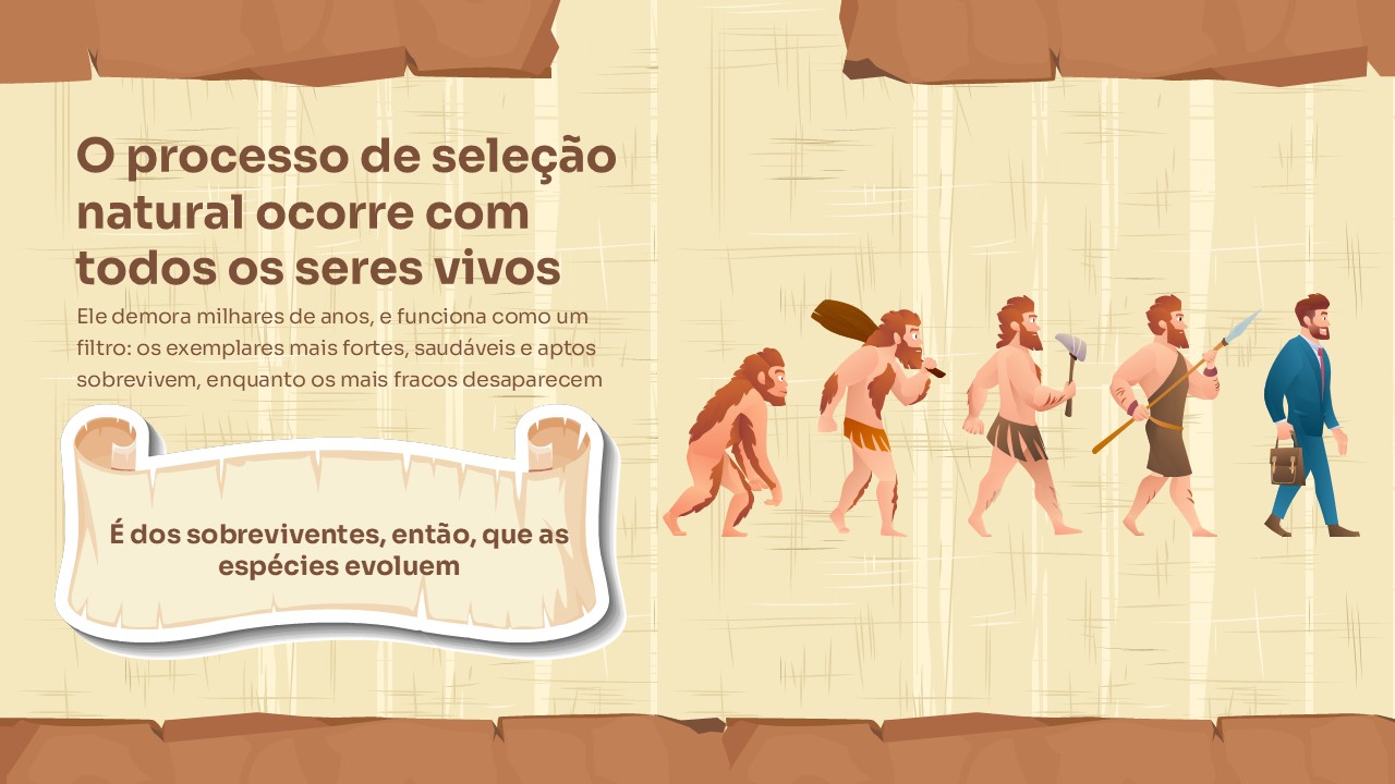 Slide de História sobre hominização e evolução humana