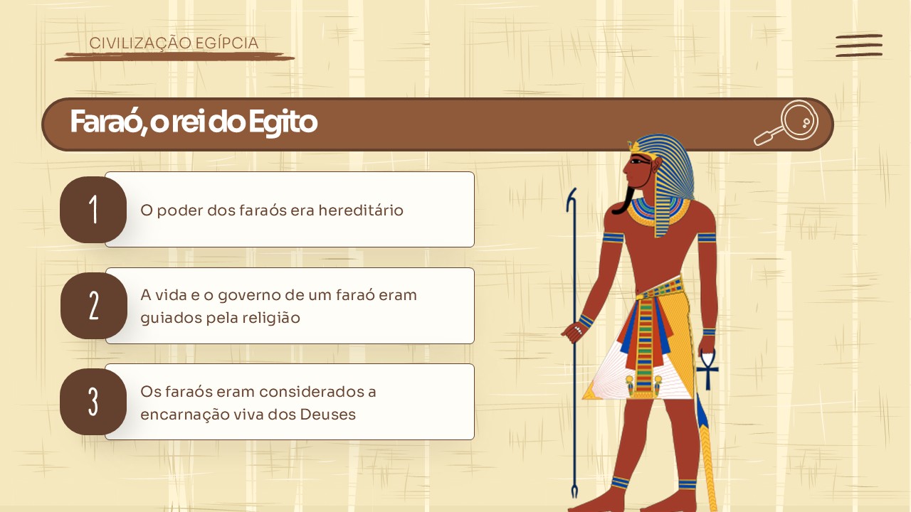 Slide de História sobre civilizações egípcias