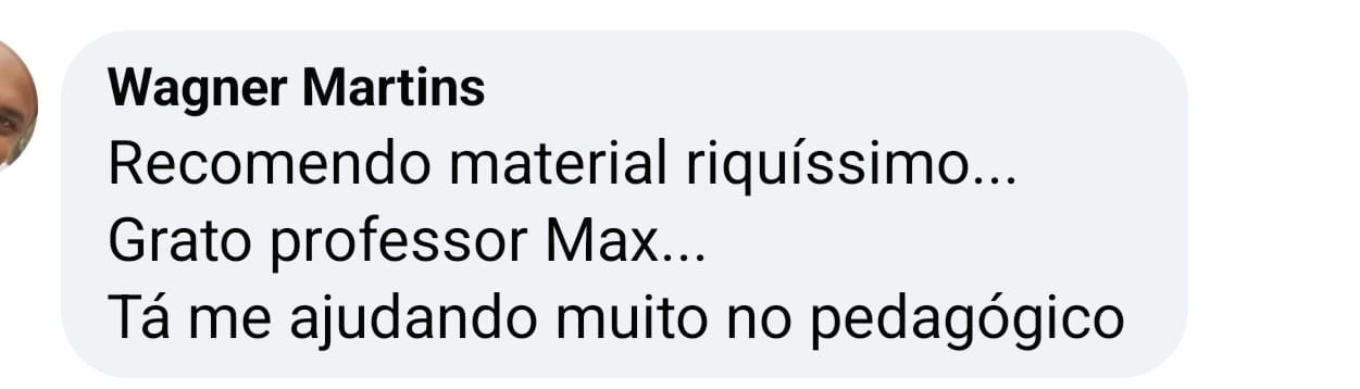 Mensagem de professor elogiando o material