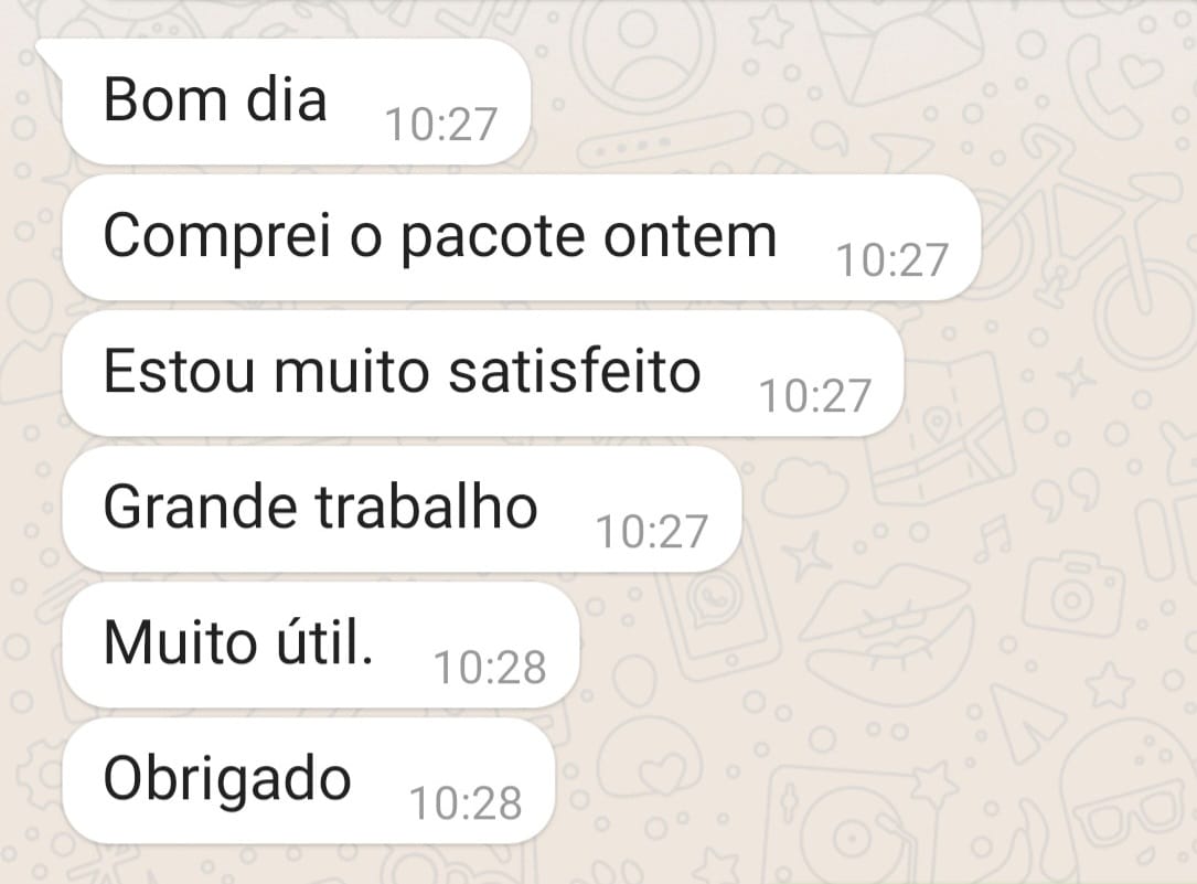 Mensagem de professor elogiando o material