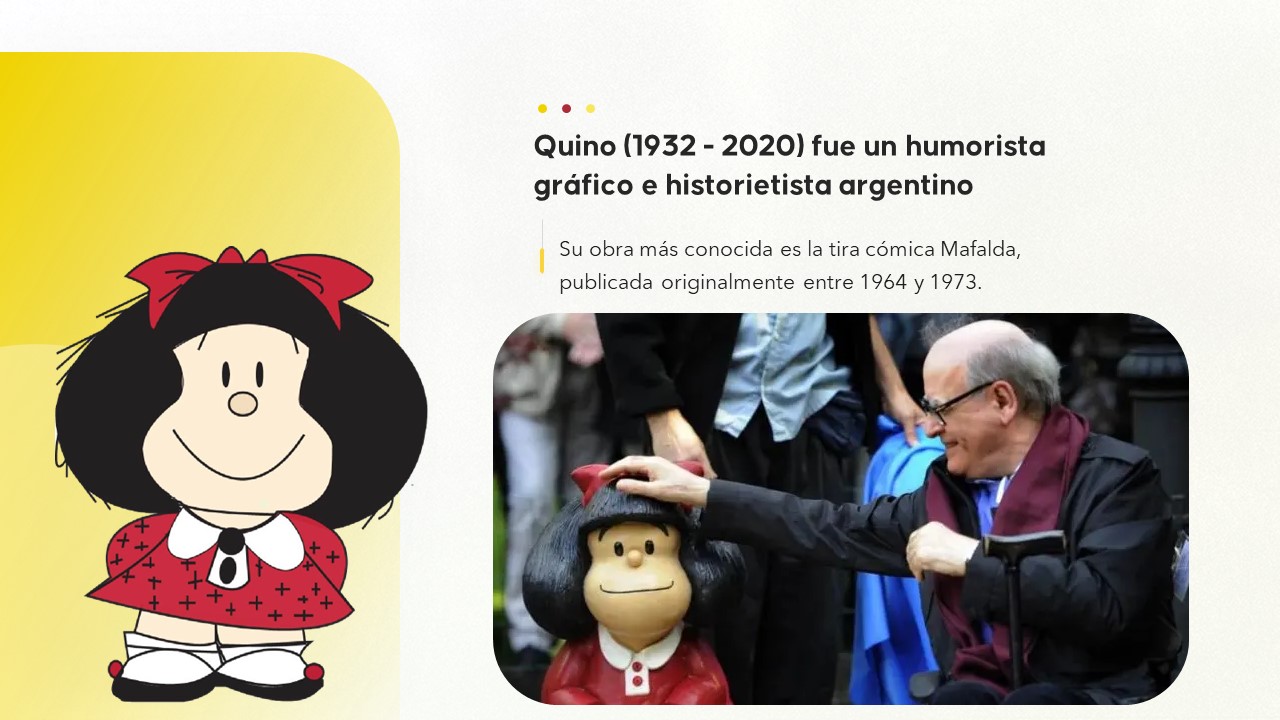Slide de Espanhol sobre Quino e Mafalda